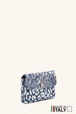 Porte-monnaie Pochette imprimé léopard argenté cuir façon nubuck ZE-8001-LP002-AG-MG
