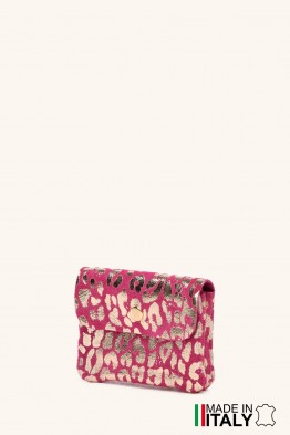 Porte-monnaie Pochette imprimé léopard dorée cuir façon nubuck ZE-8001-LP002-GD-MG