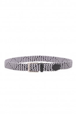 ZSP-357-EG-BC000-015 Ceinture tressée élastique - Bicolor Gris-Blanc