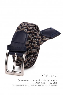 ZSP-357-EBM-T000-007 Ceinture tressée élastique - Multicolore