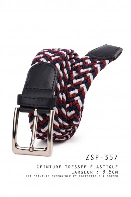 ZSP-357-EBN-T000-011 Ceinture tressée élastique - Multicolore