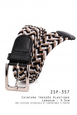 ZSP-357-EN-T000-006 Ceinture tressée élastique - Multicolore
