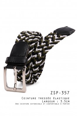 ZSP-357-EN-T000-008 Ceinture tressée élastique - Multicolore