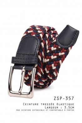 ZSP-357-EBN-Q000-009 Ceinture tressée élastique - Multicolore