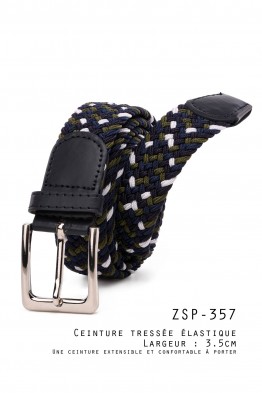 ZSP-357-EBN-Q000-010 Ceinture tressée élastique - Multicolore