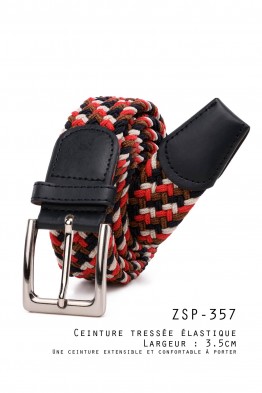ZSP-357-EBN-Q000-012 Ceinture tressée élastique - Multicolore