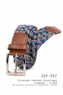 ZSP-357-ECG-MC024 Ceinture tressée élastique - Multicolore