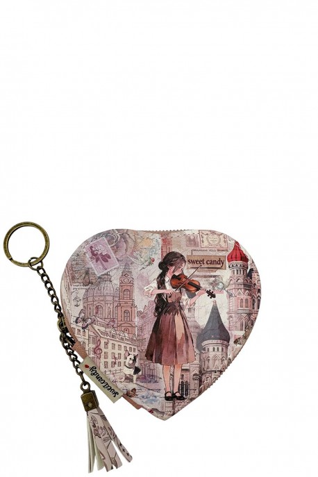 C-032-05-B26 Porte-monnaie forme cœur synthétique Sweet & Candy : Motif:B26-B-PINK