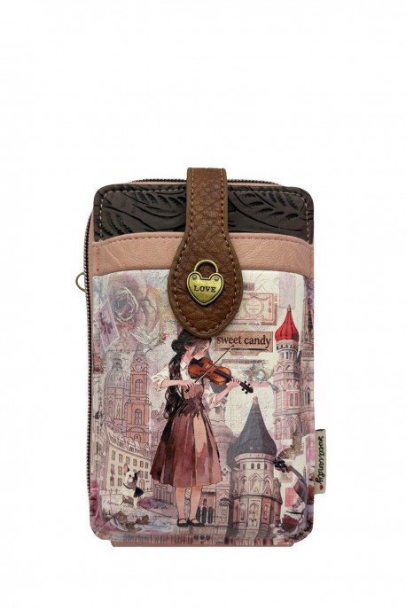 Sweet & Candy C-185-05-B26 Synthetic phone-size crossbody pouch : Pattern:B26-B-PINK