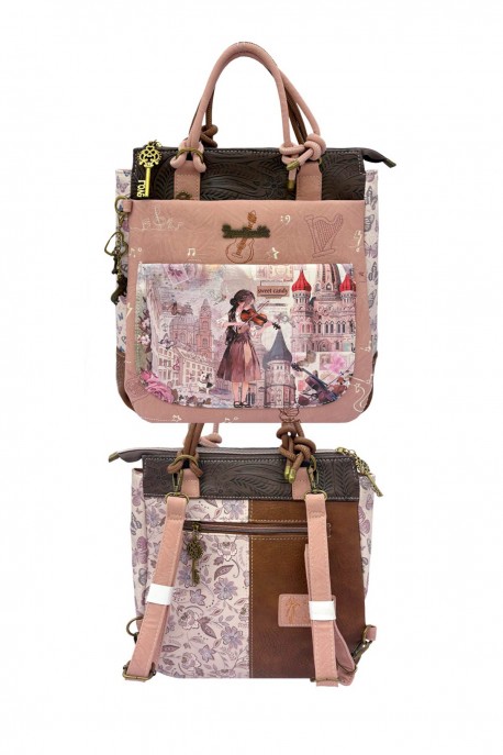 C-389-05-B26 Sac à dos convertible Sac main - Sweet & Candy : Motif:B26-B-PINK