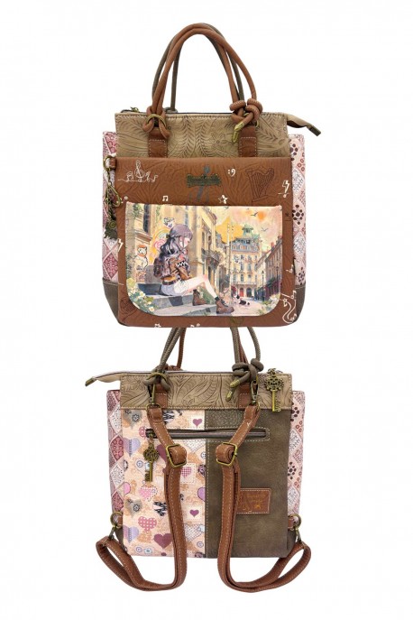C-389-05-B26 Sac à dos convertible Sac main - Sweet & Candy : Motif:B26-C-COGNAC
