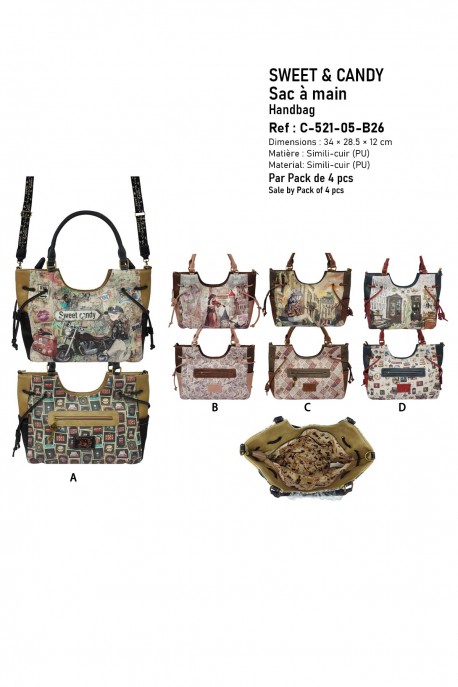 C-521-05-B26 Sac à main Sweet & Candy : Motif:Pack de 4