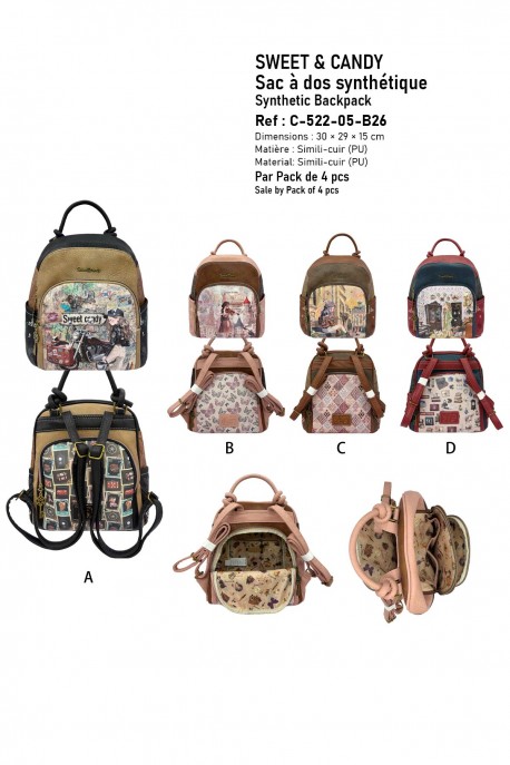C-522-05-B26 backpack Sweet & Candy : Pattern:Pack of 4