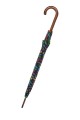 NY-38Y Automatic stick umbrella with a pattern, featuring a wooden shaft and handle Automatic stick umbrella with a pattern, fea