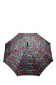 NY-38Y Automatic stick umbrella with a pattern, featuring a wooden shaft and handle Automatic stick umbrella with a pattern, fea