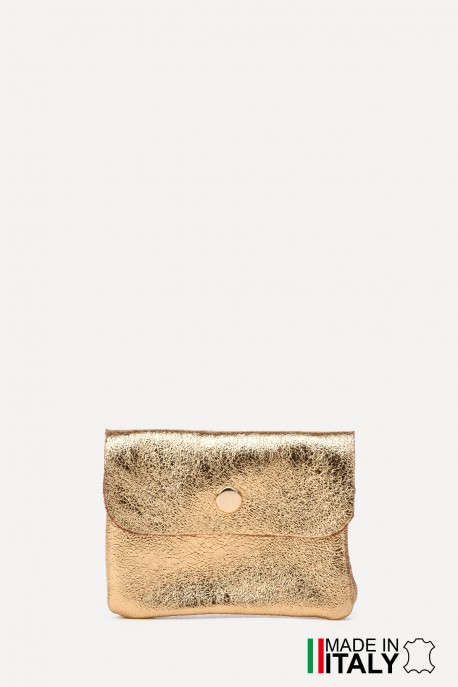 Porte-monnaie Pochette cuir métallisé ZE-8001-MT-MG : Couleur:Dor&eacute;e (L004/L-501)