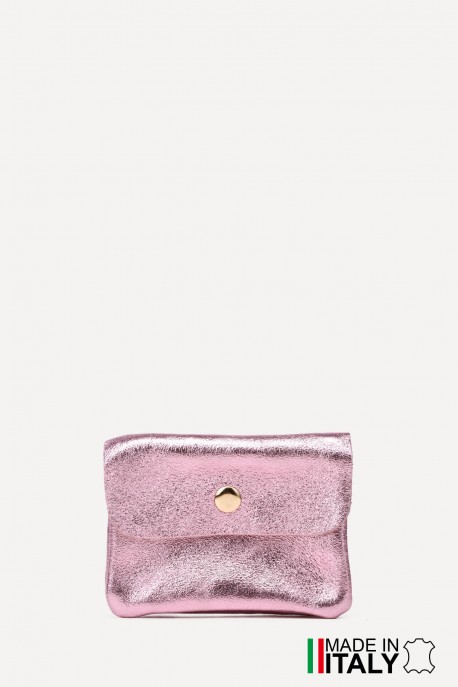 Metallic leather coin purse ZE-8001-MT-MG : Colors:Powder pink (L-532 / L014)
