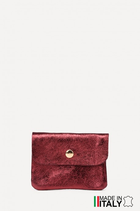 Porte-monnaie Pochette cuir métallisé ZE-8001-MT-MG : Couleur:Rouge sombre (L019/L-528)