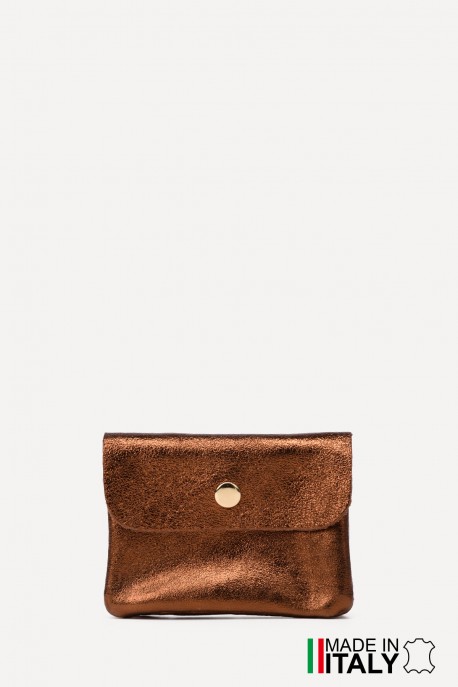 Metallic leather coin purse ZE-8001-MT-MG : Colors:Caramel (L006/L-527)