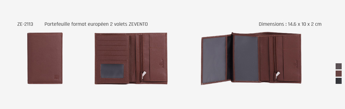 ZEVENTO ZE-2113 Portefeuille format européen 2 volets