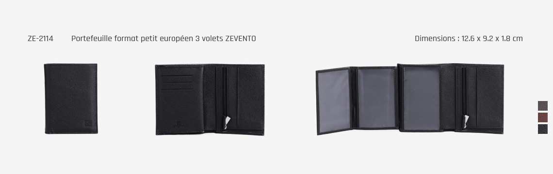ZEVENTO ZE-2114 Portefeuille format petit européen 3 volets